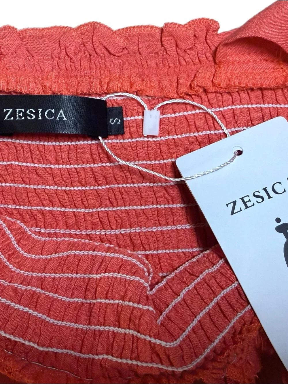 Zesica Maxi Dress Tie-Shoulder A Line Square Neck Coral Size Small NWT NEW - Picture 7 of 8